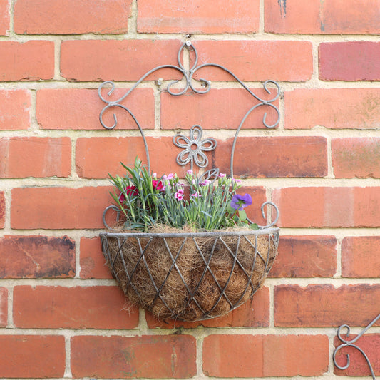  Set of 2 Ornate Antique Grey Wall Planters 