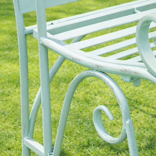  Ornate Metal Sage Green Garden Chair - 55cm x 92cm 