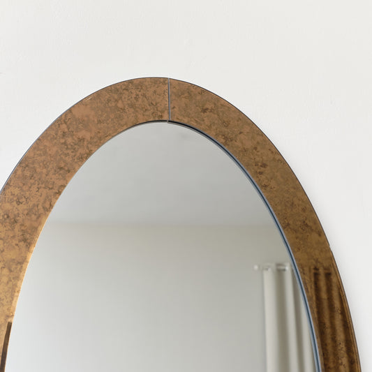  Antique Gold Glass Oval Wall Mirror - 79cm x 50cm 