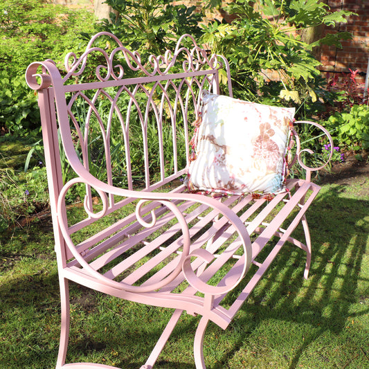  Pink Vintage Metal Garden Bench 