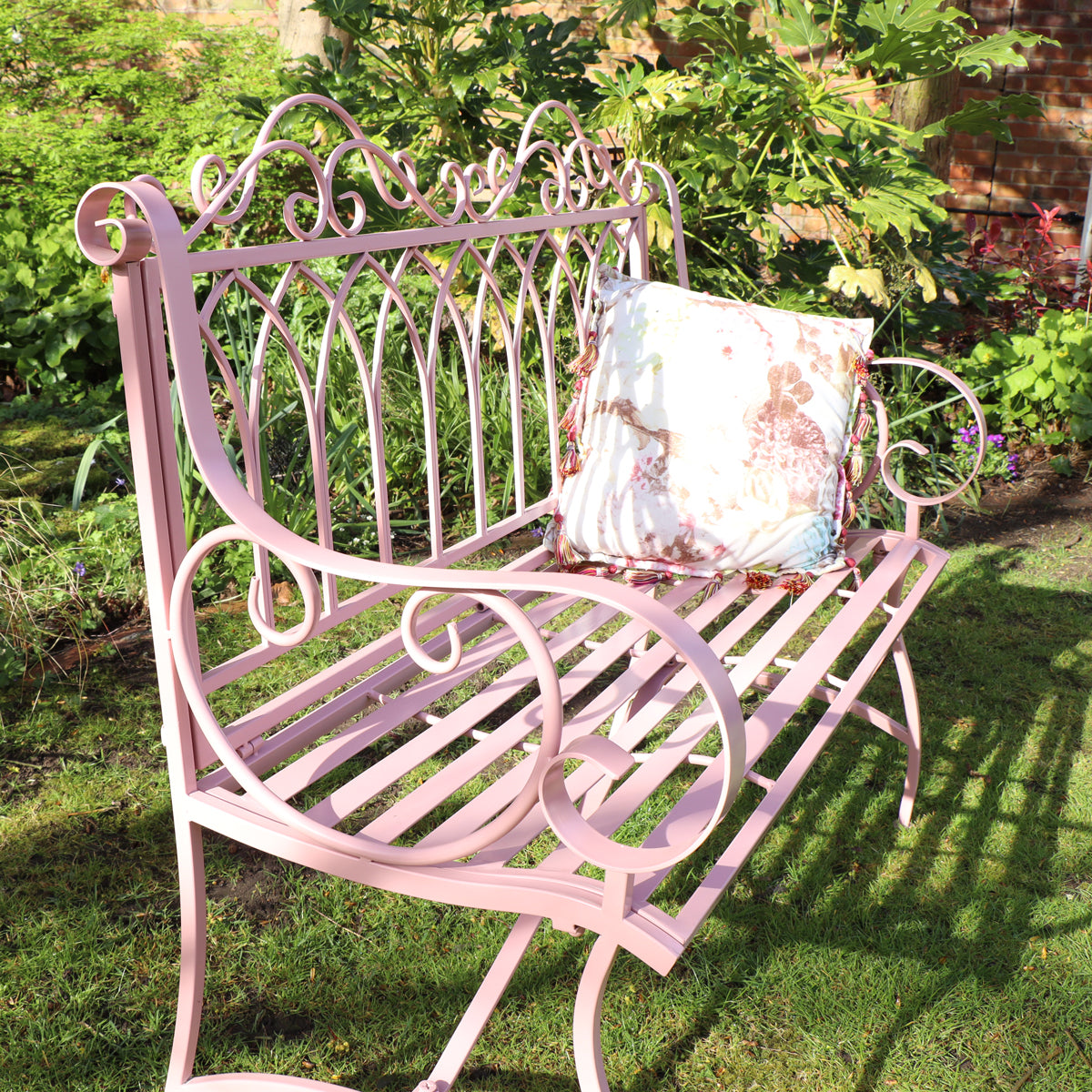 Pink Vintage Metal Garden Bench