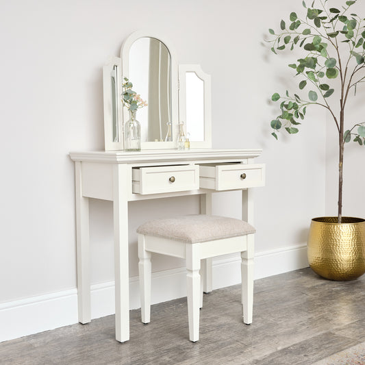  Large Dressing Table, Mirror & Stool Set - Daventry Ivory Range 