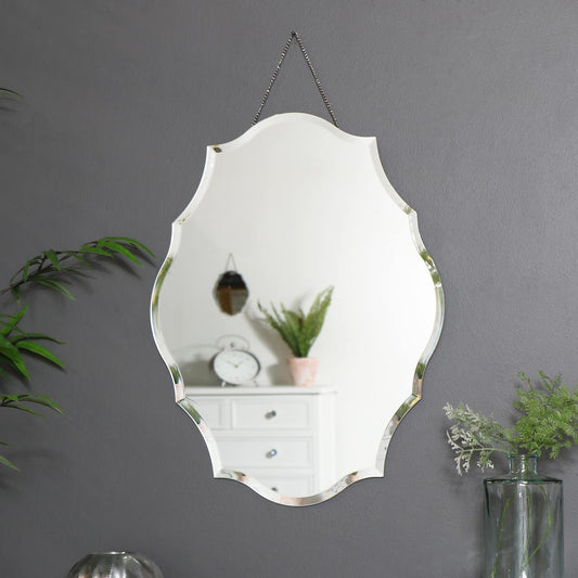  Ornate Frameless Bevelled Wall Mirror 