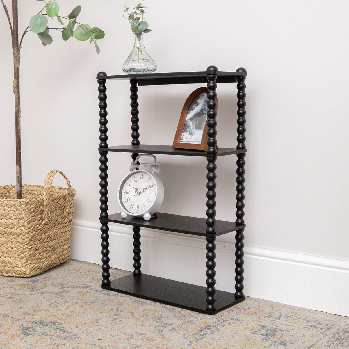Black Wooden Bobble Framed 3 Tier Shelf