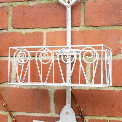 Antique Cream Shovel Style Metal Hanging Planter Pot