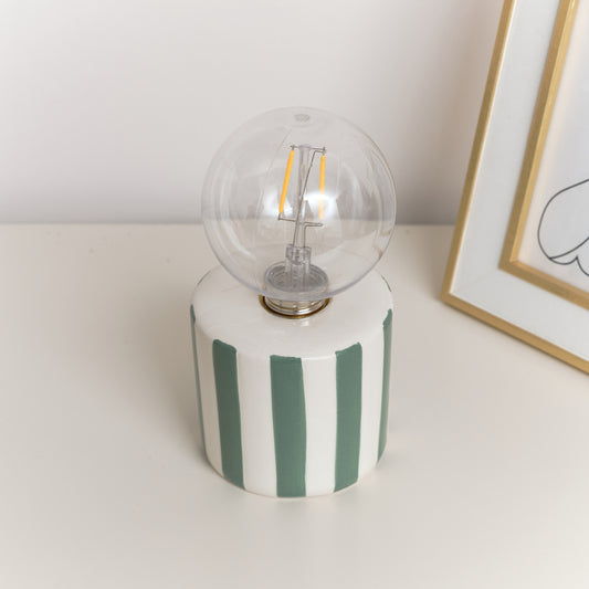  Green Cabana Stripe LED Desk Lamp - 18cm 