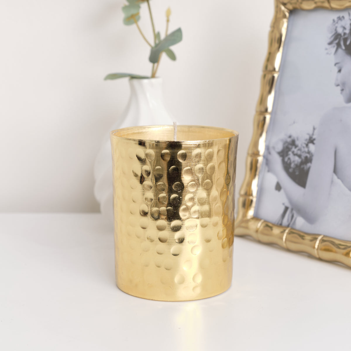 Hammered Gold Filled Candle Pot - 10cm