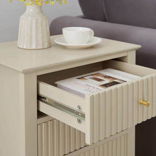  Pair of 3 Drawer Bedside Tables - Hales Taupe Range 
