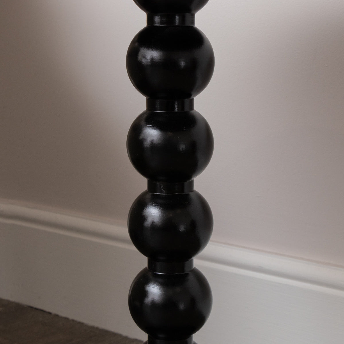 Black Painted Round Wooden Bobble Side Table - 45cm x 56.5cm