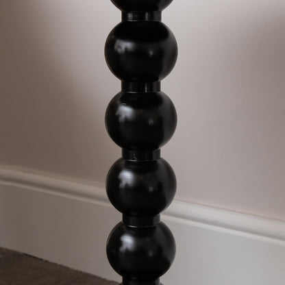 Black Painted Round Wooden Bobble Side Table - 45cm x 56.5cm