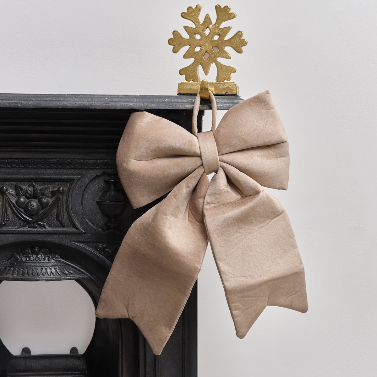 Large Taupe Velvet Christmas Bow - 30cm x 45cm