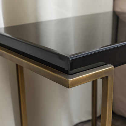 Rectangular Metal Black and Gold Framed Side Table