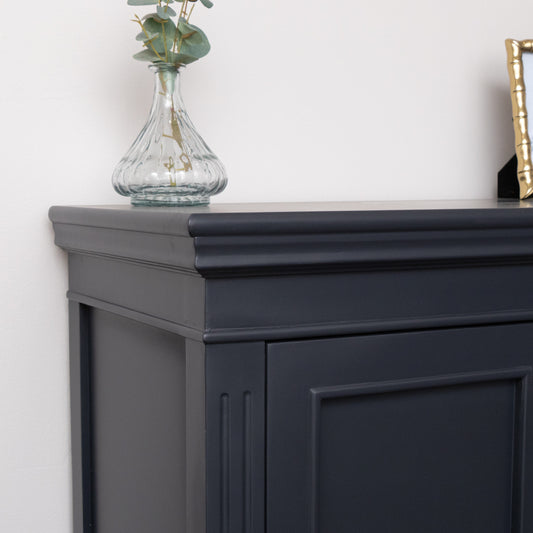  Slimline Two Door Shoe Cabinet With 3 Shelves - Daventry Navy Black Range 