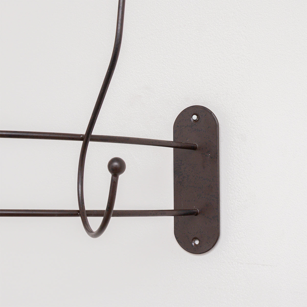 Antique Dark Bronze Curved Coat Hanger Rail with 5 Storage Hooks - 60cm