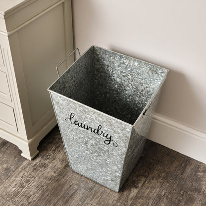 Silver Glavanised Metal Storage / Laundry Basket - 50cm