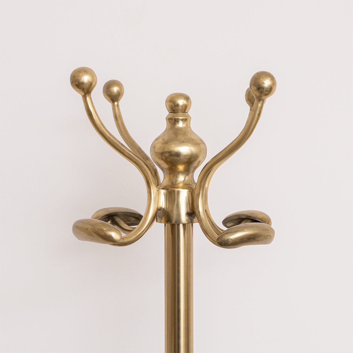 Tall Shiny Antique Gold Metal Coat Rack with 8 Storage Hooks