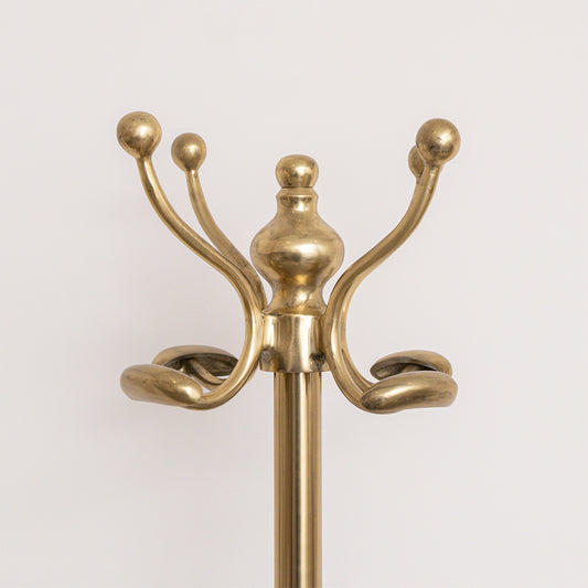  Tall Shiny Antique Gold Metal Coat Rack with 8 Storage Hooks 