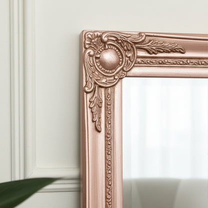 Tall Ornate Rose Gold Pink Mirror - 47cm x 142cm