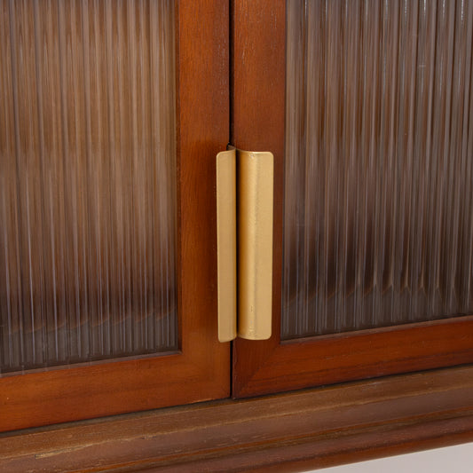  Wooden Reeded Glass Wall Cabinet 