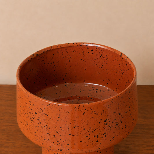  Medium Orange Rust Speckled Iron Planter Pot - 18cm x 16cm 