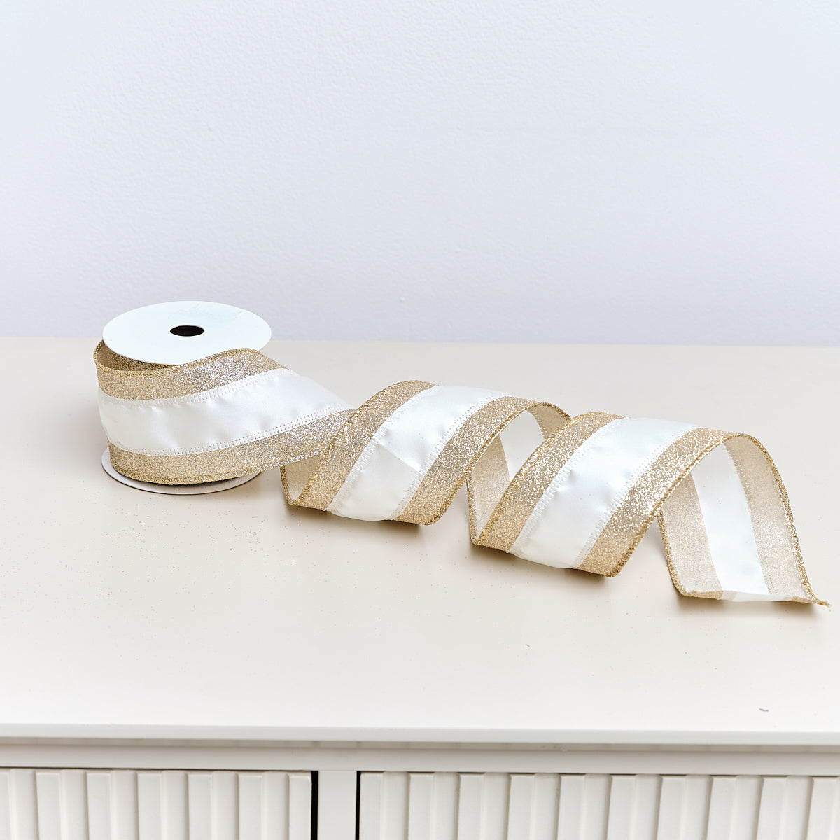 Large Pink & Gold Iridescent Wired Ribbon Garland - 270cm