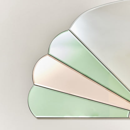 Pink & Green Arched Art Deco Wall Mirror 96xcm x 48cm