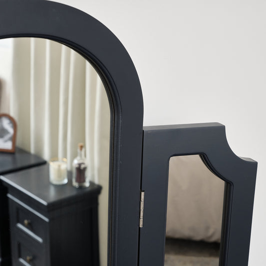  Black Arched Triple Dressing Table Mirror - Daventry Black Range 