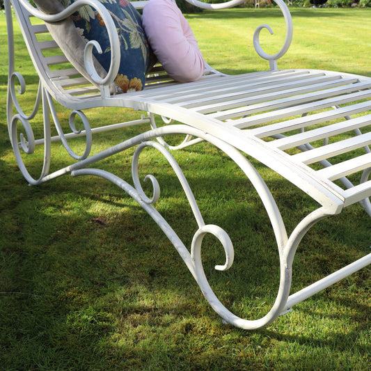  Large Cream Metal Sun Lounger 