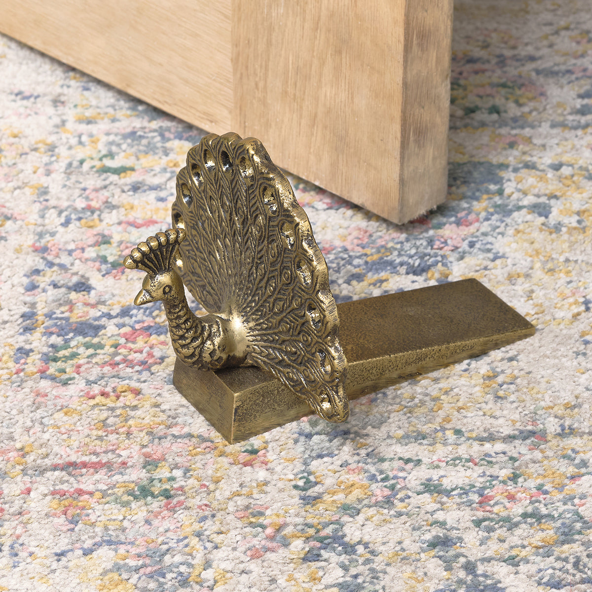 Antique Brass Gold Metal Peacock Doorstop