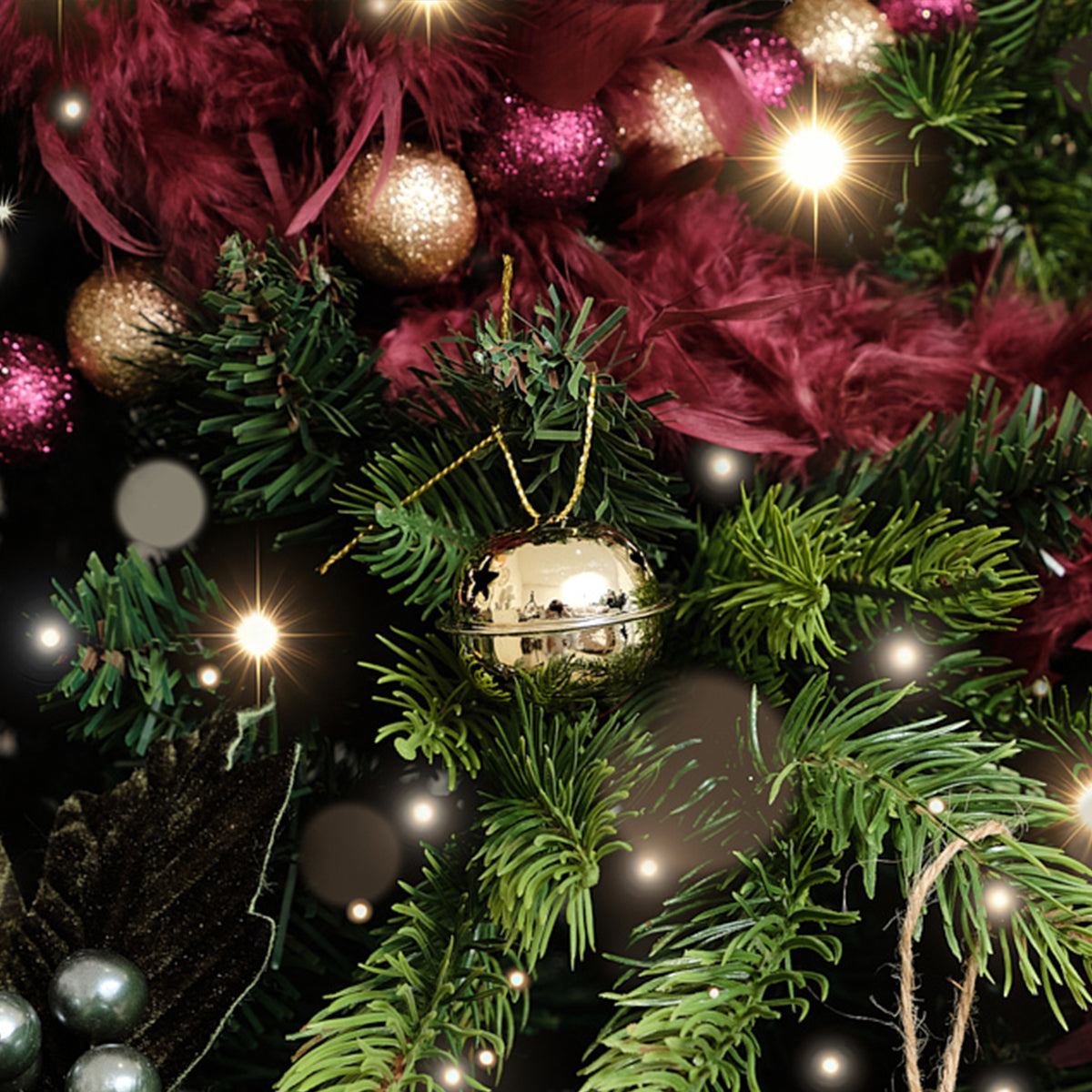 Set of 8 Gold Hanging Bell Christmas Decorations - 4cm