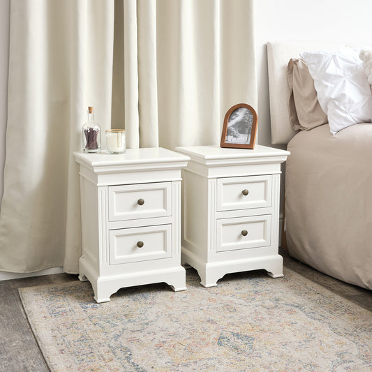  Pair of Ivory Two Drawer Bedside Tables - Daventry Ivory Range 