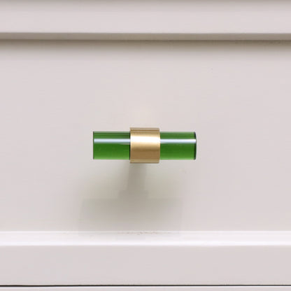 Gold & Green Acrylic T-Bar Shaped Drawer Handle