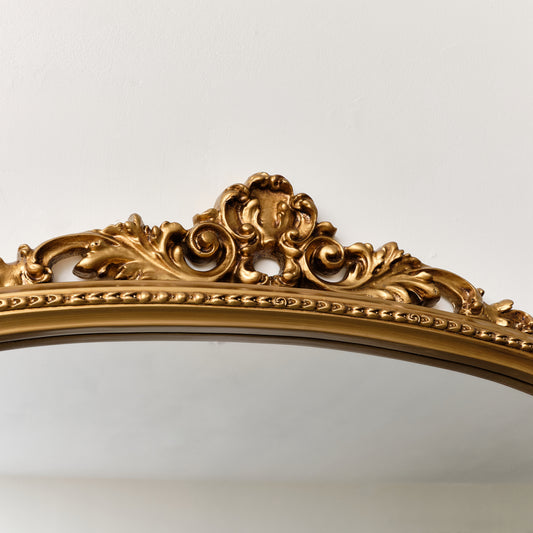 Antique Gold Ornate Arch Overmantle Mirror 88cm x 100cm 