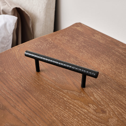  Matte Black Metal Hammered Bar Pull Drawer Handle 16cm 
