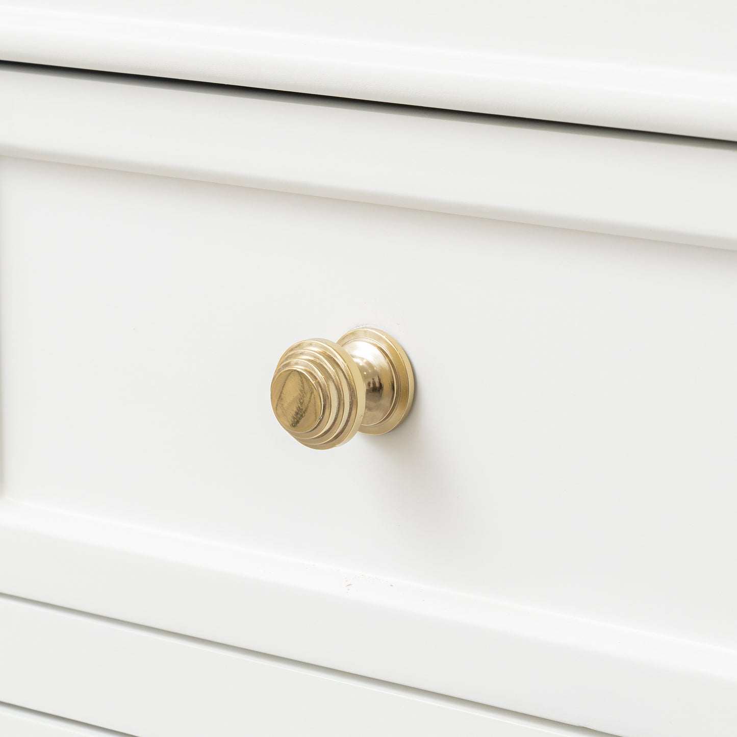 Set of 4 Shiny Gold Round Stepped Drawer Knobs