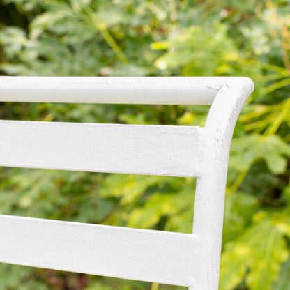 Set of 2 Ornate Metal Distressed White Garden Chairs - 55cm x 92cm