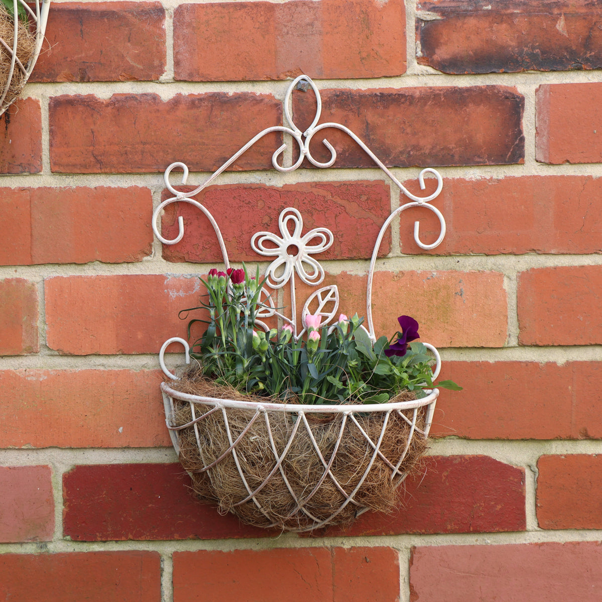 Set of 2 Ornate Antique Cream Wall Planters