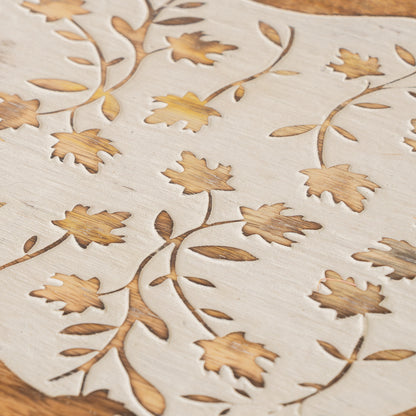 Large White Distressed Wooden Pumpkin Shaped Display Chopping Board - 30cm