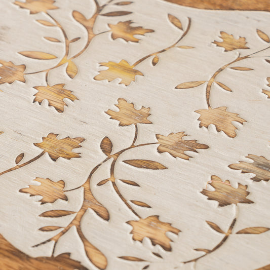  Large White Distressed Wooden Pumpkin Shaped Display Chopping Board - 30cm 