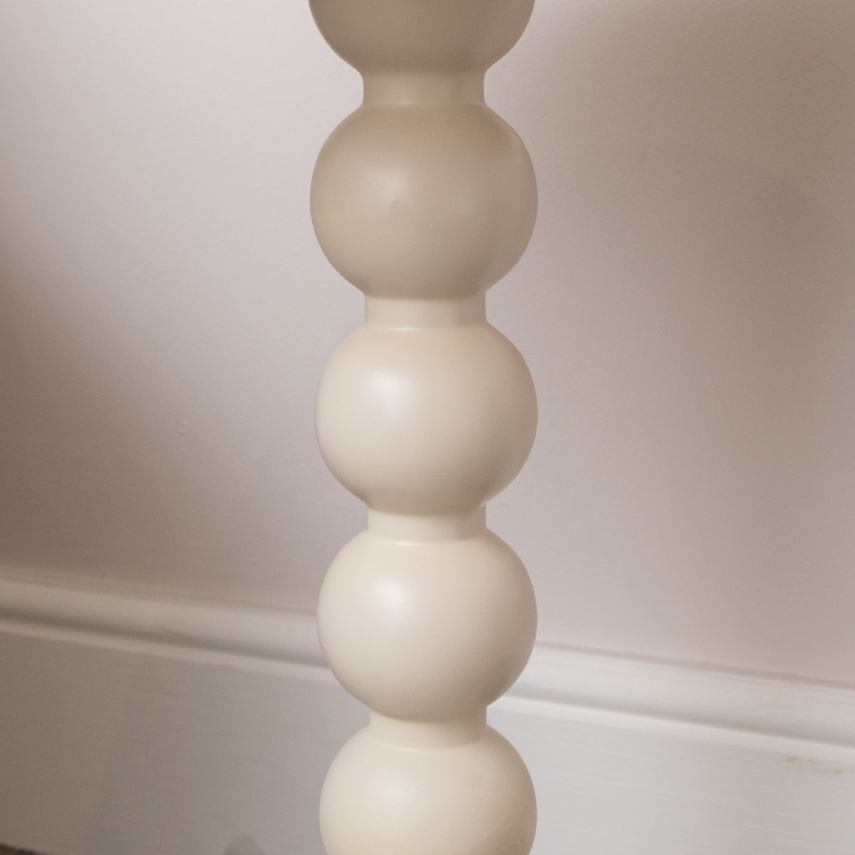 Taupe Painted Round Wooden Bobble Side Table - 45cm x 56.5cm