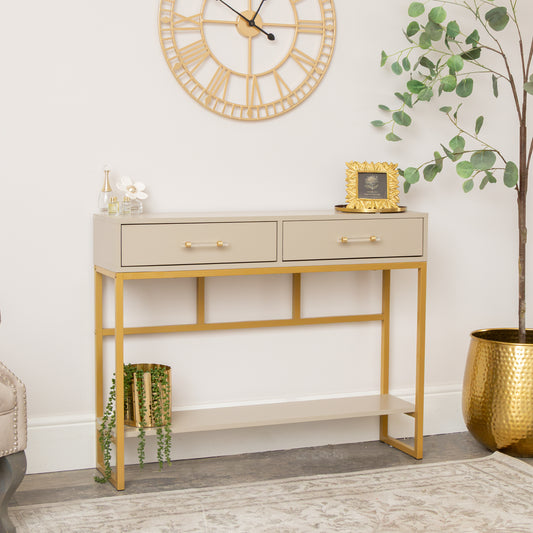  Large Two Drawer Console / Dressing Table - Liana Taupe Range 