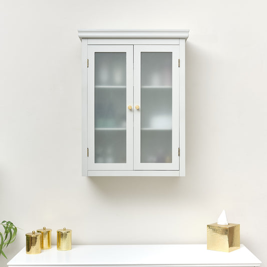  Grey Frosted Glass Fronted Wall Cabinet 75cm x 57cm 