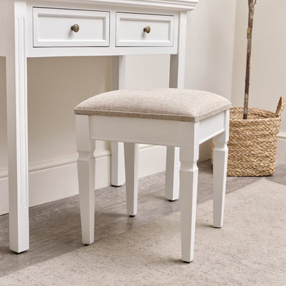 White Cushioned Dressing Table Stool