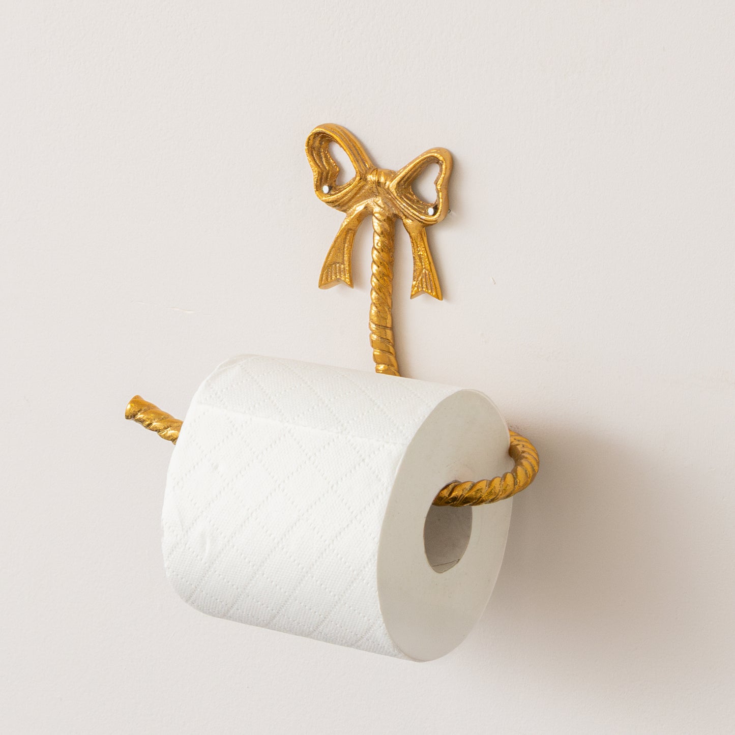 Metallic Gold Metal Bow Toilet Roll Holder