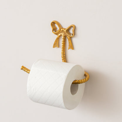 Metallic Gold Metal Bow Toilet Roll Holder