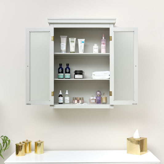  Grey Frosted Glass Fronted Wall Cabinet 75cm x 57cm 