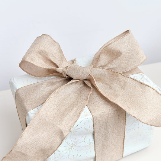  Natural Linen Hessian Look Wired Ribbon 2.7m 