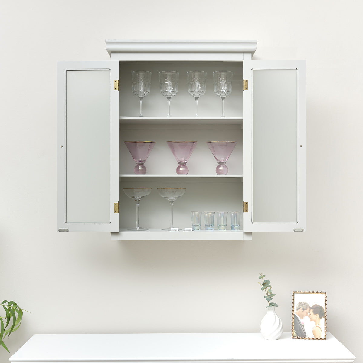 Grey Frosted Glass Fronted Wall Cabinet 75cm x 57cm