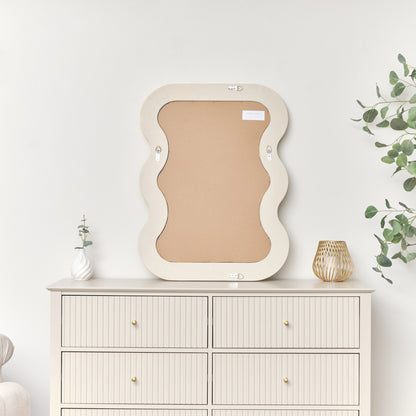 Taupe Wave Framed Wall Mirror - 85cm x 60cm