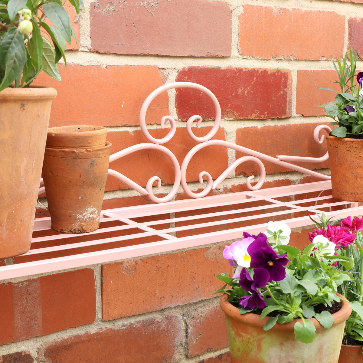 Pink Metal Three Tier Plant Theatre Stand